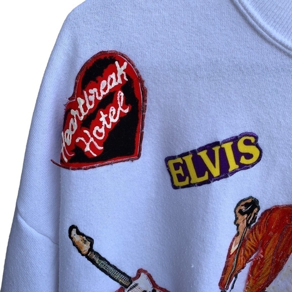 Vintage Elvis Presley Crewneck Sweatshirt Homemade Puff Paint Iron On Size XL - Picture 4 of 9